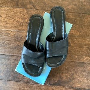 NINE WEST Leather Short Wedge Sandals Size 7